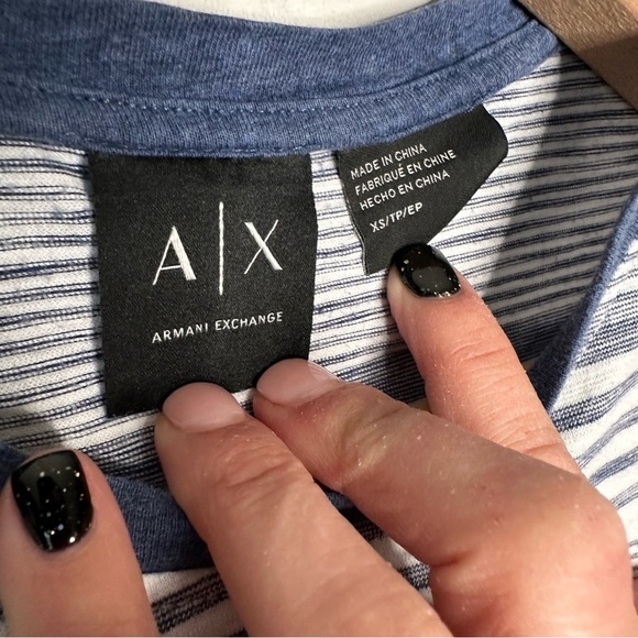 Armani Exchange | Blue Striped One Pocket Tee Size XS - Picture 5 of 7